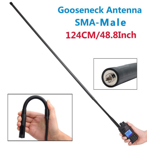 2X Antena Dobrável Pescoço de Ganso AR-152G de 48,8 Polegadas SMA-Macho VHF UHF 144/430Mhz para  TYT 1
