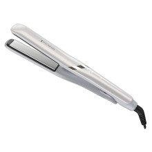 Remington PROLUXE HydraCare 1” Flat Iron / Hair Straightener with 1” Floating Plates, 450F High Heat, Pearl White/Gray