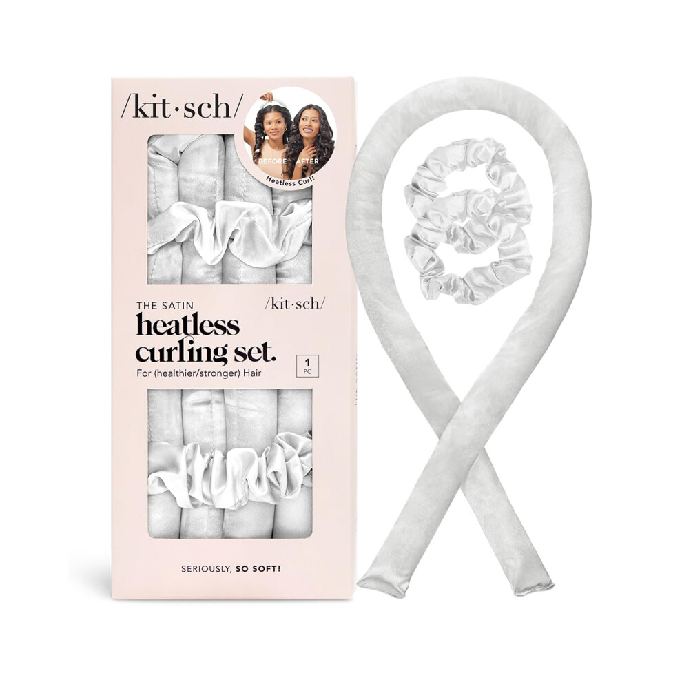 Kitsch Satin Heatless Curling Set - Overnight Hair Curlers To Sleep In, Heatless Curls, Heatless Hair Curler Overnight Curls, Heatless Curling Rod Hea