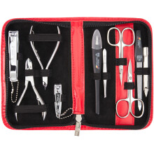 3 Swords Germany - brand quality 10 piece manicure pedicure grooming kit set for professional finger & toe nail care scissors clipper fashion leather