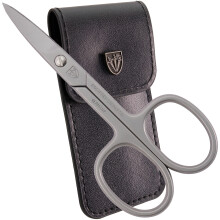 3 Swords Germany - kvalitets STAINLESS STEEL INOX KRÖNTSAX (1 STYCK) med etui för manikyr och pedikyr