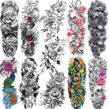 11 Blad NEZAR Stora Vinrankor Peony Blomma Rose Temporära Tatueringar För Kvinnor