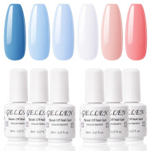 Gellen Set de Esmalte de Uñas en Gel - 6PCS Esmalte Gel Azul Verano, Kit de Uñas DIY en Casa