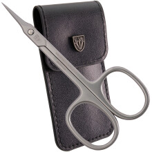 3 Swords Duitsland - kwaliteits STAINLESS STEEL INOX CURVED CUTICLE SCISSORS (1 STUK) met etui voor manicure pedicure