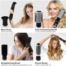 Asciugacapelli con Spazzola Ad Aria Calda A 4 Teste, Piastra Elettrica per Capelli, Arricciacapelli, Pettine e Soffiatore per Donna, Spina Ue