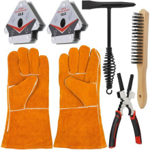 Accessori per Saldatura, Martello Scalpellatore da 10,5", Guanti da Saldatura da 13,5", Pinze Welpers 6 In 1, Spazzola da 8", Magnete per