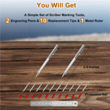 6 Pack Tungsten Carbide Tip Scriber Tool, Metal Scribe Scriber Marking Tools with Magnet, Premium Engraving Pen