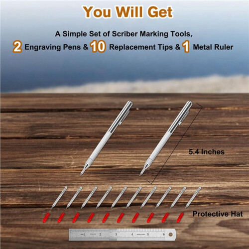 6 Pack Tungsten Carbide Tip Scriber Tool, Metal Scribe Scriber Marking Tools with Magnet, Premium Engraving Pen