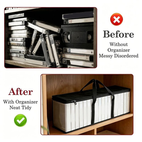 4 Pack CD Storage Bag CD Organizer with Handles and Zipper, Media Holder Stackable Media Organizer 2