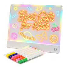 13.7 Inch Rechargeable LED Note Board 7 Color Glow Drawing Pad Neon Dry Erase Doodle Board with Built-in Stand Art Gift