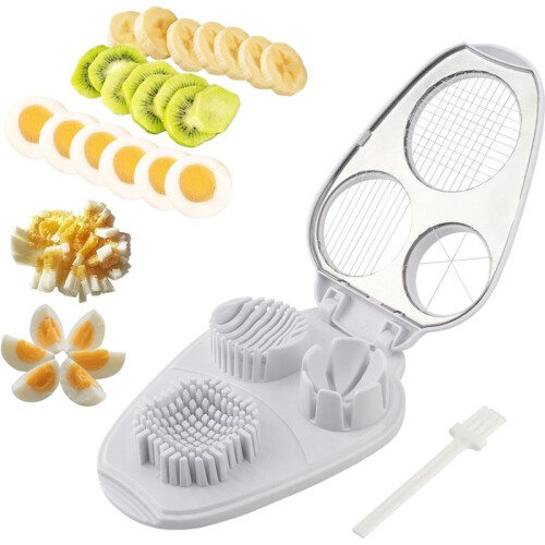 Egg Slicer for Hard Boiled Eggs, 3 Slicing Modes Eggs Dicer, Stainless Steel Egg Cutter, Kitchen Chopper Tool 1