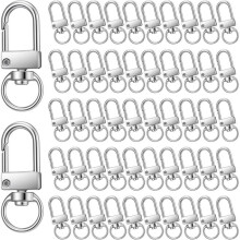 50 Stuks Kreeftklauw Sluitingen, Zilveren Metalen Draaihaak Clips voor Sleutelhanger Tas Bedels