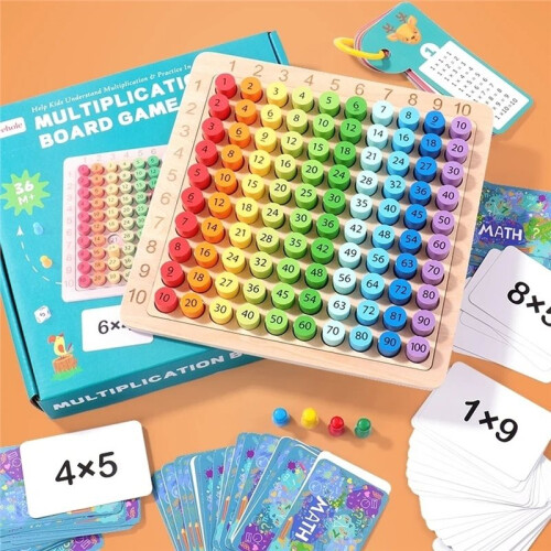 1set Wooden Multiplication Table Math Toy, Math and Arithmetic Teaching Aid, Educational Wooden Board Game Gift 1