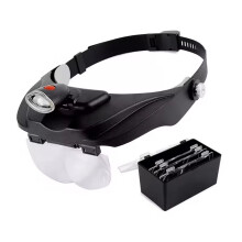Lupa de Faixa de Cabeça com Luz LED, Óculos Ajustáveis Montados Na Cabeça para Reparos de Relógios, Múltiplas Lentes