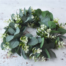 4X Faux Boxwood Wreath 12.9Inch Artificial Green Leaves Wreath for Front Door Hanging Wall Window