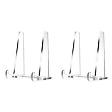 Plate Stands for Display, Clear Acrylic Square Holder Stand Tabletop Picture Frame Stand Easel for Book, Photo 2 Pack