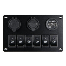 3X 6 Gang Panel with 12V-24V LED Digital Voltmeter Dual USB Charger Lighter Socket for RV Truck Boat SUV