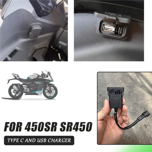 2X Motorcycle USB Power Charging Interface Socket Impulse Charge Port for  450SR SR450 800NK 800 NK 1