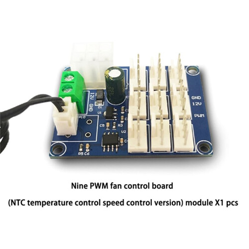 PWM Speed Controller 12V Temperature Measurement Control NTC Control Computer Case Fan Multi-Circuit Speed Controller 2