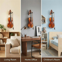 Soporte de Pared para Violín con Soporte para Arco Soporte de Violín y Viola para Hogar y Estudio