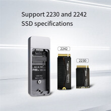 M.2 NVMe 2230 2242 SSD-Behuizing met USB-A-Poort, 10 Gbps USB 3.2 Gen2, Externe Behuizing voor M2 2230 2242 NVMe SSD, Zilvergrijs