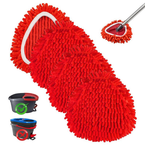 4 Pack Mop  Replacement Compatiable for  EasyWring Red Microfiber Chenille Mop Pad 1