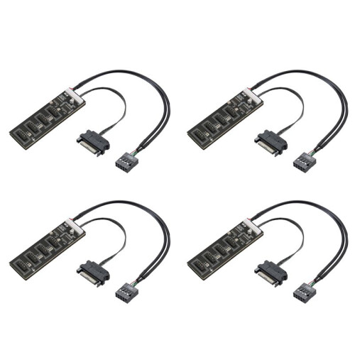 4X 9Pin USB Header Splitter with  Power Cable, Internal USB Hub Extension USB 2.0 Splitter Connector for Motherboard