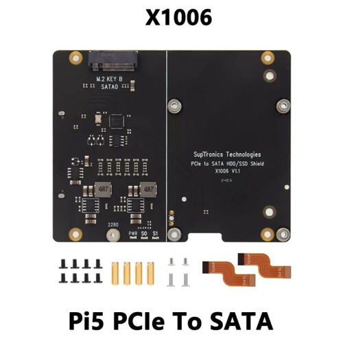 X1006 PCIe para 2,5 Polegadas  SSD/HDD+M.2 2280 SSD Shield para Raspberry Pi 5 NÃO Suporta Inicialização A Partir de SSD 2