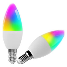 6X Tuya E14 Bulb Dimbar Femvägs Spiralljuslampa WiFi RGB-Lampa Fjärrkontroll och Röststyrning 7W
