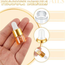 300 St Droppflaska i Glas Bulk Klar Eterisk Olja Droppflaskor Små Glasdroppande Provbehållare 1 Ml