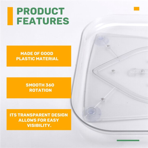 2X 360 Rotating Lazy Susans for Refrigerator Rectangular Fridge Organizer Cabinet Tray Refrigerator Organizers