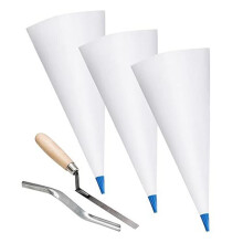 Tile Grout Applicator Bag Complete Set with Wooden Scoop Smoothing Finishing Tool for Floor Tile Caulking Renovation
