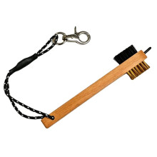 Wood Handle Club Brush with Metal Cleaner Pick Portable Cleaning Tool with Carabiner Lanyard
