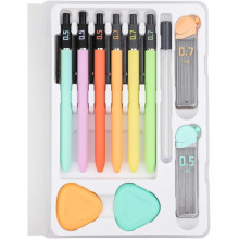 Mechanical Pencil Set,6PCS Art Mechanical Pencils 0.5& 0.7mm with 4 Boxes HB Leads,2PCS Erasers and 10Pc Eraser Refills