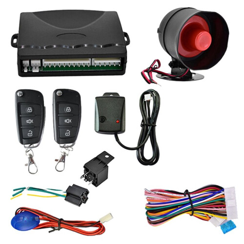 Bil Auto Säkerhetssystem Inbrottslarm Skydd Antitheft System Fjärrkontroll Siren Kablar Programmerbar