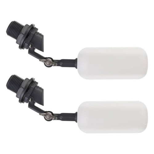 2 Pcs Float Valve,1/2 Inch Thread Automatic Water System Filler,Adjustable Arm for Ponds,Plastic Float  Valve