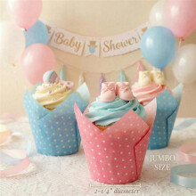 Extra Large Jumbo Tulip Baking Cups 125 Pack Premium Greaseproof No-Stick Muffin Liners Bakery Style Cupcake Wrappers