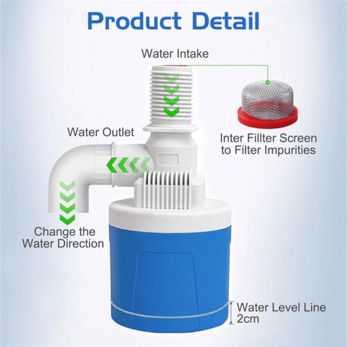 2er Pack 3/4" Top-Einlass Wasserfloatventil, Automatisches Wasserstandregelventil für Wassertank, Wassertröge, Pool, Viehhaltung 2