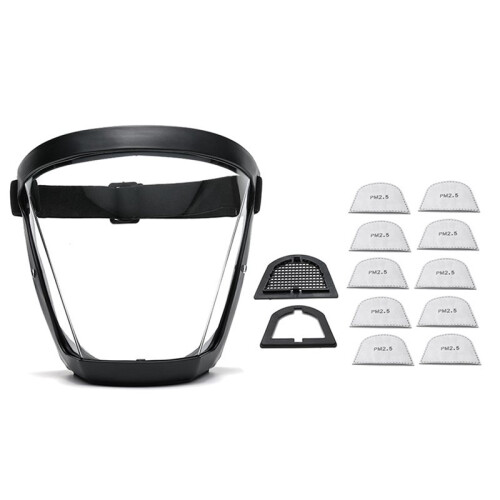 4X Work Protection Mask Full Face Protector Shield Transparent Facial Protector Face Dustproof with 40 Filter Black 1