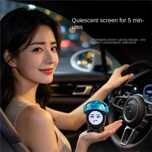 Ornamento da Cruscotto per Auto Robot - Animale Elettronico e Compagno Alla Moda con Espressioni Facciali Rosso 1