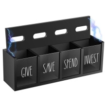 4-Compartment Transparent Wooden Piggy Bank with Removable Compartments: the Excellent Gift for Children
