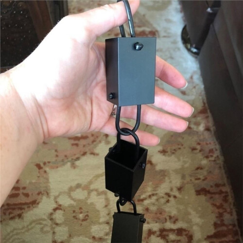 Rain Chain Rectangular Rain Chain Set RustResistant Rainchain Gutter Adapter Rain Chain for Gutter Downspout Decoration 1