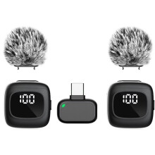 Microphone Lavalier Sans Fil, Annulation de Bruit AI, Affichage Numérique, Microphone Clip- pour Streaming en Direct Vlog sur Téléphone