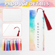 200 Pcs Watercolor Paper Blank Bookmarks with Colorful Tassels DIY Book Marks Kit Cotton Watercolor Paper Bookmarks