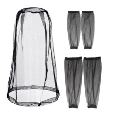 Kit de Costume en Filet Anti-Moustiques 5 Pièces, Filet de Tête, Manches de Bras et de Jambes - Costume de Protection Contre les Moustiques pour le