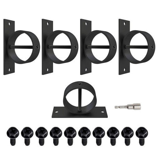 Suporte de Corda Preto de 2 Polegadas com 5 Peças com Parafuso para Fixação de Anéis de Queda de Corda para Cercas de Corda, Escadas e Decks