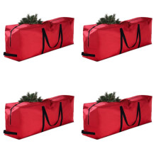 4X Christmas Tree Bag Oxford Cloth Foldable Xmas Decoration Storage Bag for Storing Christmas Utensils Red Rectangle