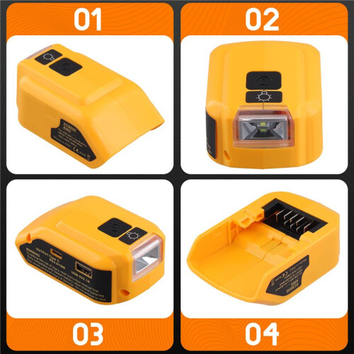 Replacement DCB090 Power Source Converter for  20v Max 18V Battery Adapter with Dual USB  12V LED Work Light 2