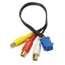Auto RCA Buchse Audio Video AV-In Kabel Draht für Headunit 6Pin Blau A/V Port 3040