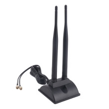 2,4G / 5G Dualband Antenne mit 6,5Fuß VerläNgerung Kabel 6DB Magnet Fuß Kabellos Netzwerk Karte WIFI SMA Antenne